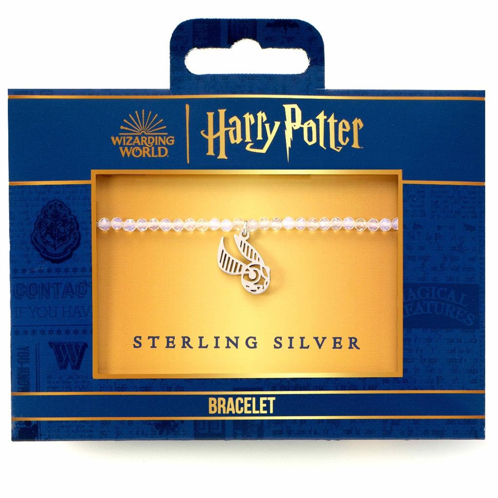 Harry Potter semi Precious stone bracelet with sterling silver Golden snitch charm