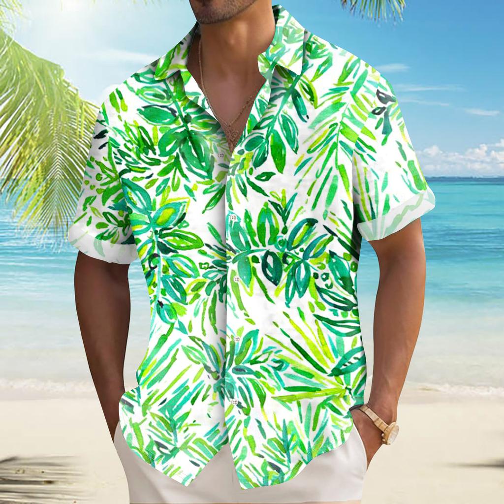 Гавайская рубашка для мужчин, мужские винтажные рубашки для боулинга на пуговицах, летняя пляжная рубашка с коротким рукавом