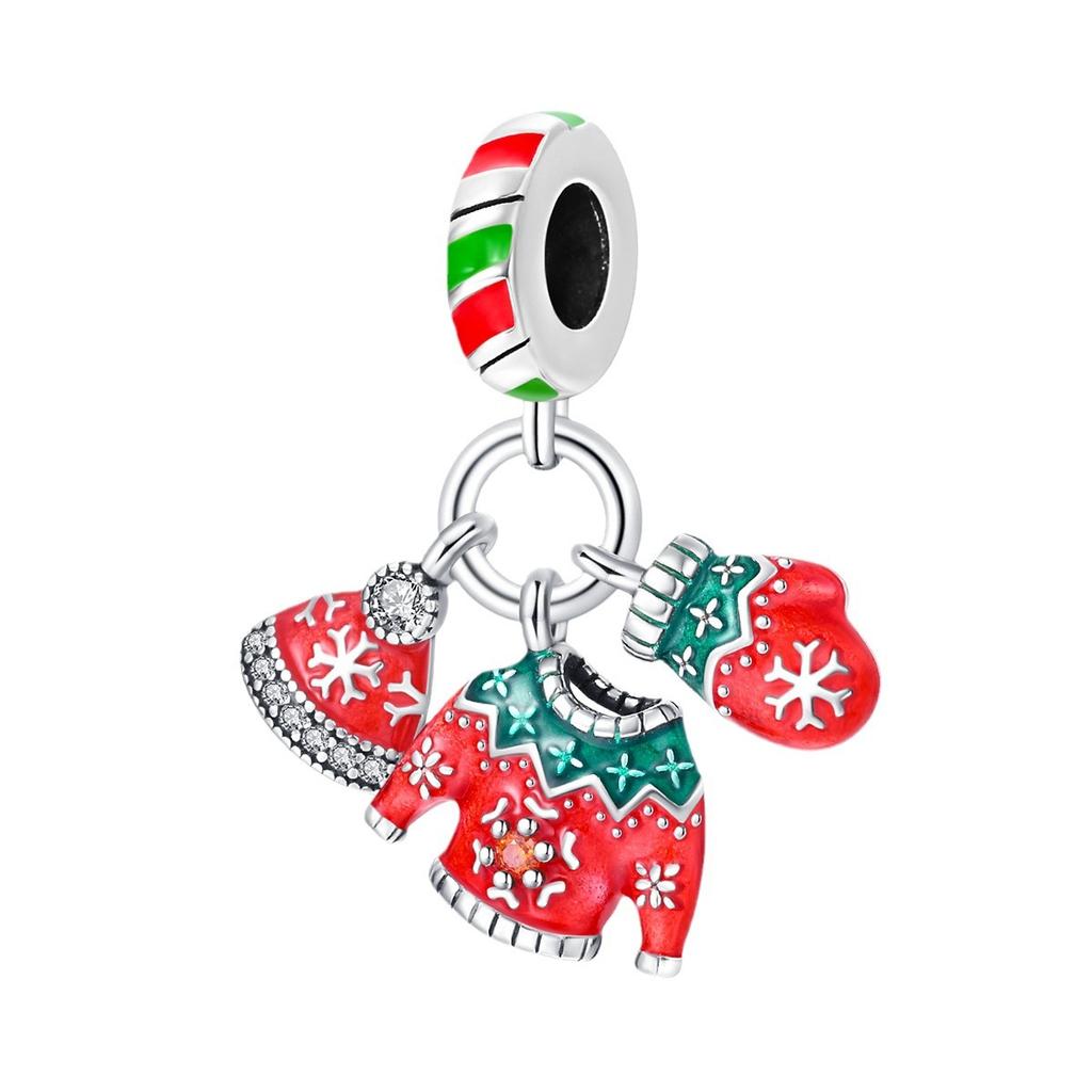 925 Silver Accessories Pendant Bead Ornament Christmas Snowman DIY Bead Bracelet Necklace 2026