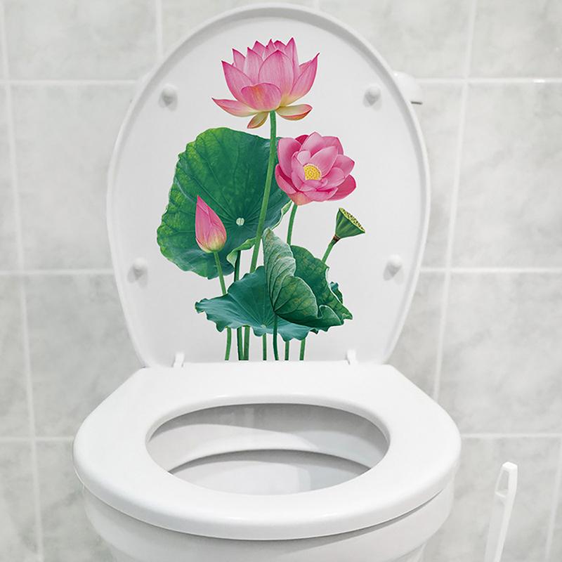 Изысканный ручной росписью лист лотоса Lotus мультфильм наклейки на сиденье для унитаза домашний декор Наклейка на стену самоклеющиеся наклейки для унитаза