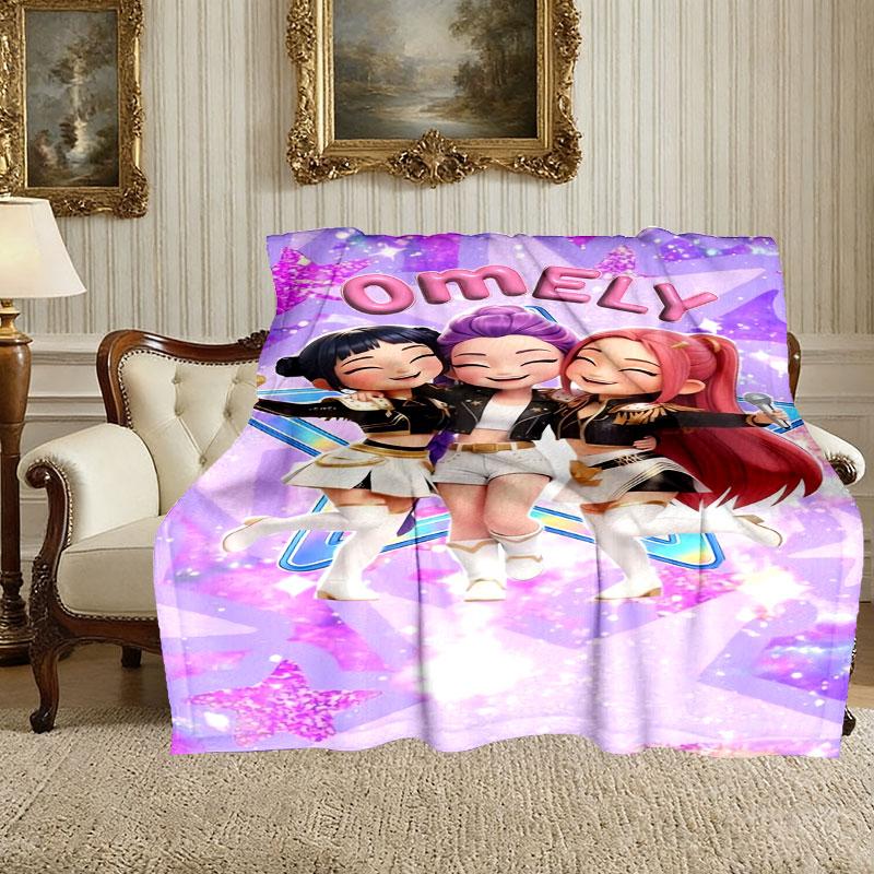 1pc Kpop Demon Hunters Blanket, Cozy Valentine's Day Blanket, Multi-functional Nap Blanket Available Throughout the Four Seasons