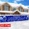 Spanish White Merry Christmas Christmas Yard Banner, Polyester Outdoor Fence Decor Garden Sign