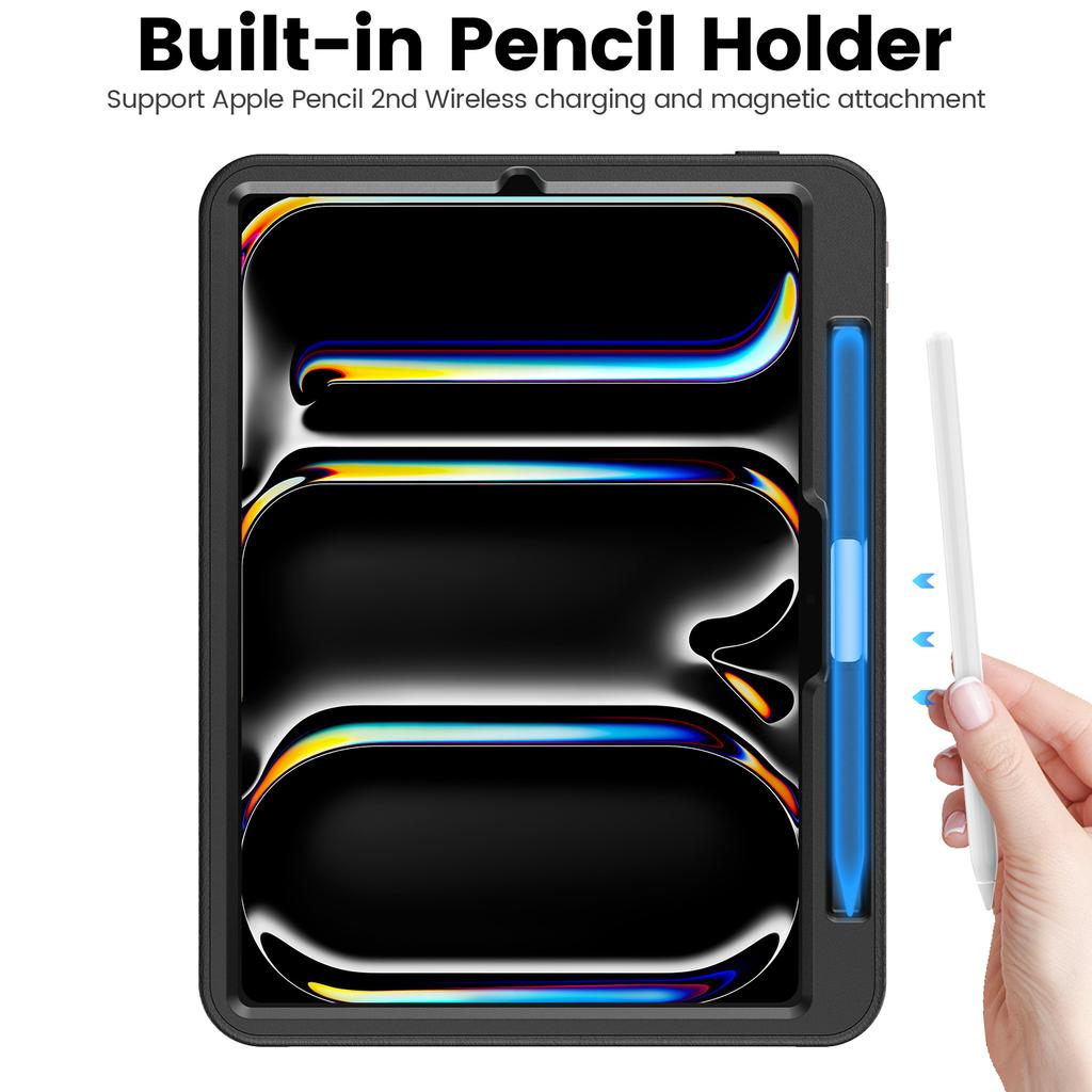 Для iPad Про 11 (2024) Стиль B Автоматическое пробуждение/засыпание Чехол для планшета из ПУ кожи Держатель для карт Подставка Обложка с отделением для карандаша