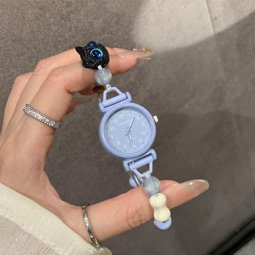 Beaded Chain Watch Adjustable Wristwatches Fashion Quartz Watch Women Girls