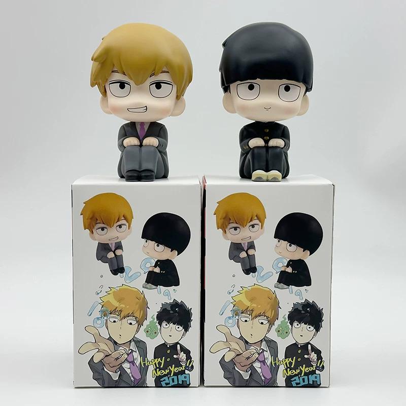 10cm Mob Psycho 100 Big Head Figures Shigeo Kageyama Arataka Reigen Q Version Sitting Figure Ornament Anime Model Toy Decor Gift