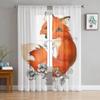 Beautiful Fox Sheer Curtains For Living Room Window Transparent Voile Tulle Curtain Bedroom Drapes Home Decor