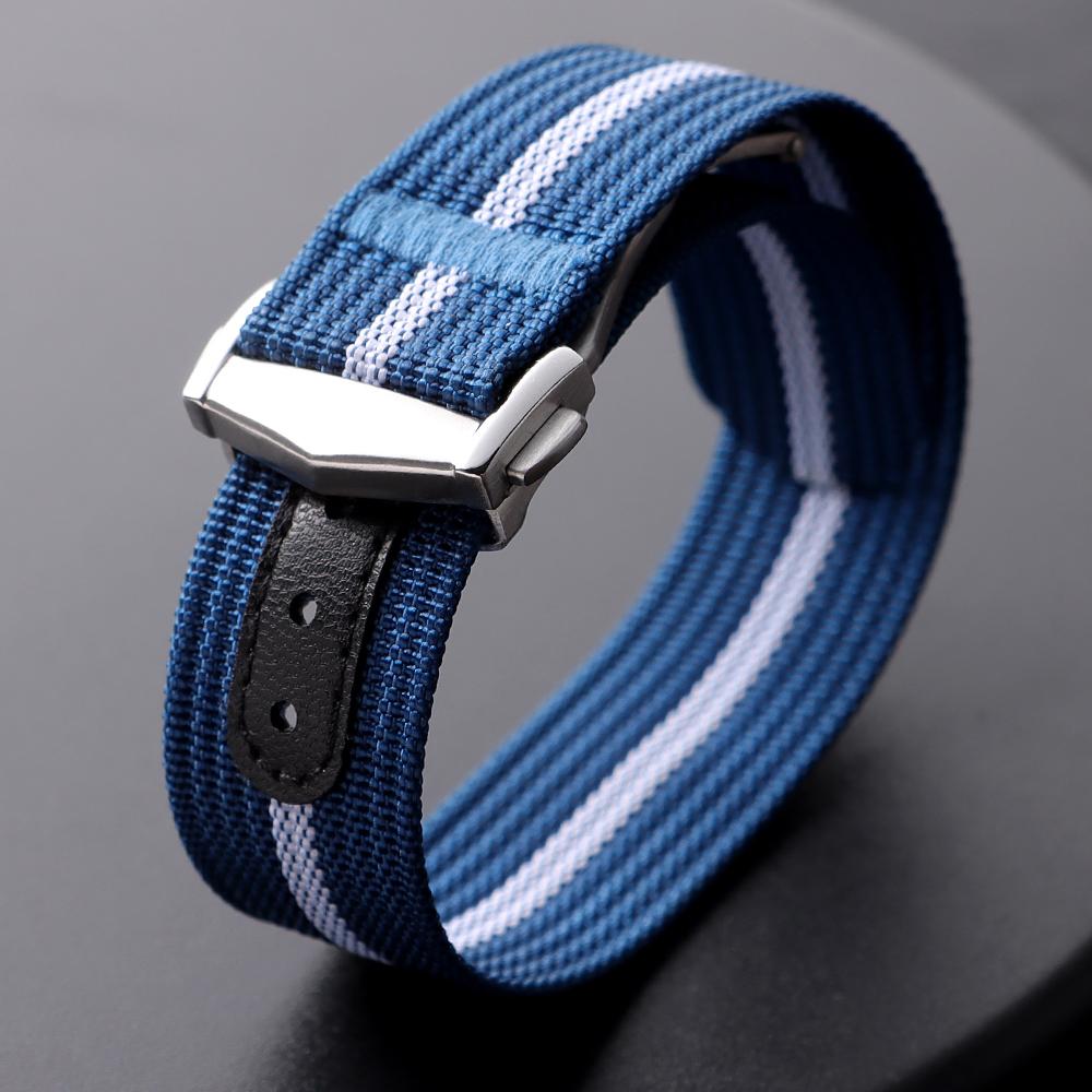 Ribbed Nylon Watch Band 20mm for Omega Diving Watch Strap Folding Buckle Bracelet Loop Military Washable Blet for Men Watchbands