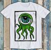 Eyeball Octopus Monster Green Woodcut Design Funny Gift Tee T Shirt M1498