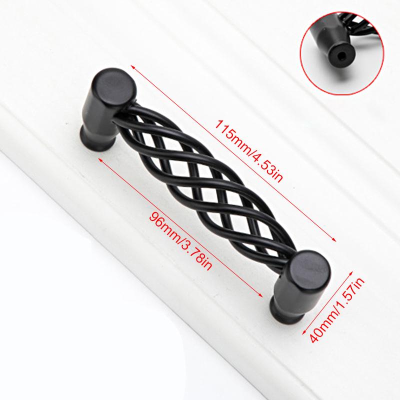 1 шт. прочные ручки для кухонного шкафа в форме птичьей клетки, винтажные ручки для ящиков, черная ручка для мебели, полая ручка, простая установка
