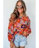 Floral Print Ruffle Puff Sleeve Blouse
