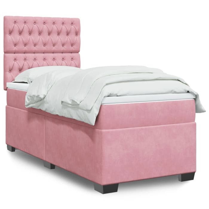 Cadre de lit avec matelas - Maison Exclusive - 80x200 cm - Velours - Tête de lit réglable