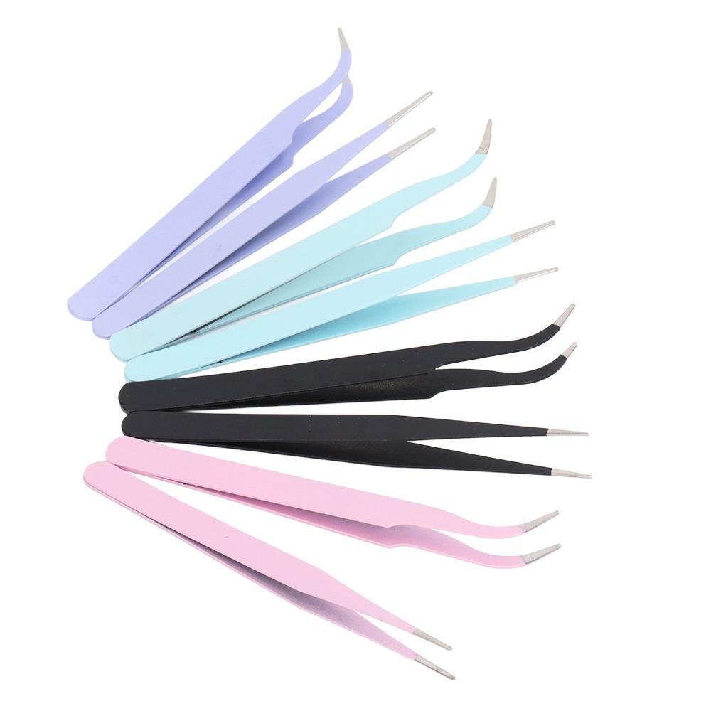 8pcs Protective Cover Tape Tweezer Thickened Handle Precision Tweezers Set Lash Extensions