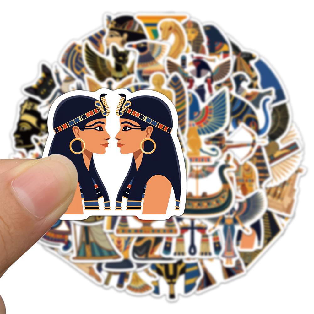 50PCS Ancient Egyptian Pharaoh Stickers Cultural and Creative Exquisite Handbooks Phone Case Laptop Luggage Waterproof