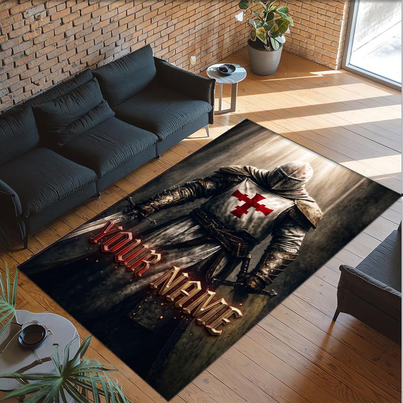 Portrait Man Theme Crystal Velvet Rug Personalized Custom Name Text Soft Floor Mat Home Decor