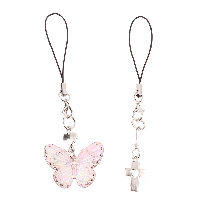 Подвеска-бабочка со звездой и крестом, ремешок для телефона для девочек, минималистичный декор для сотового телефона Y2K