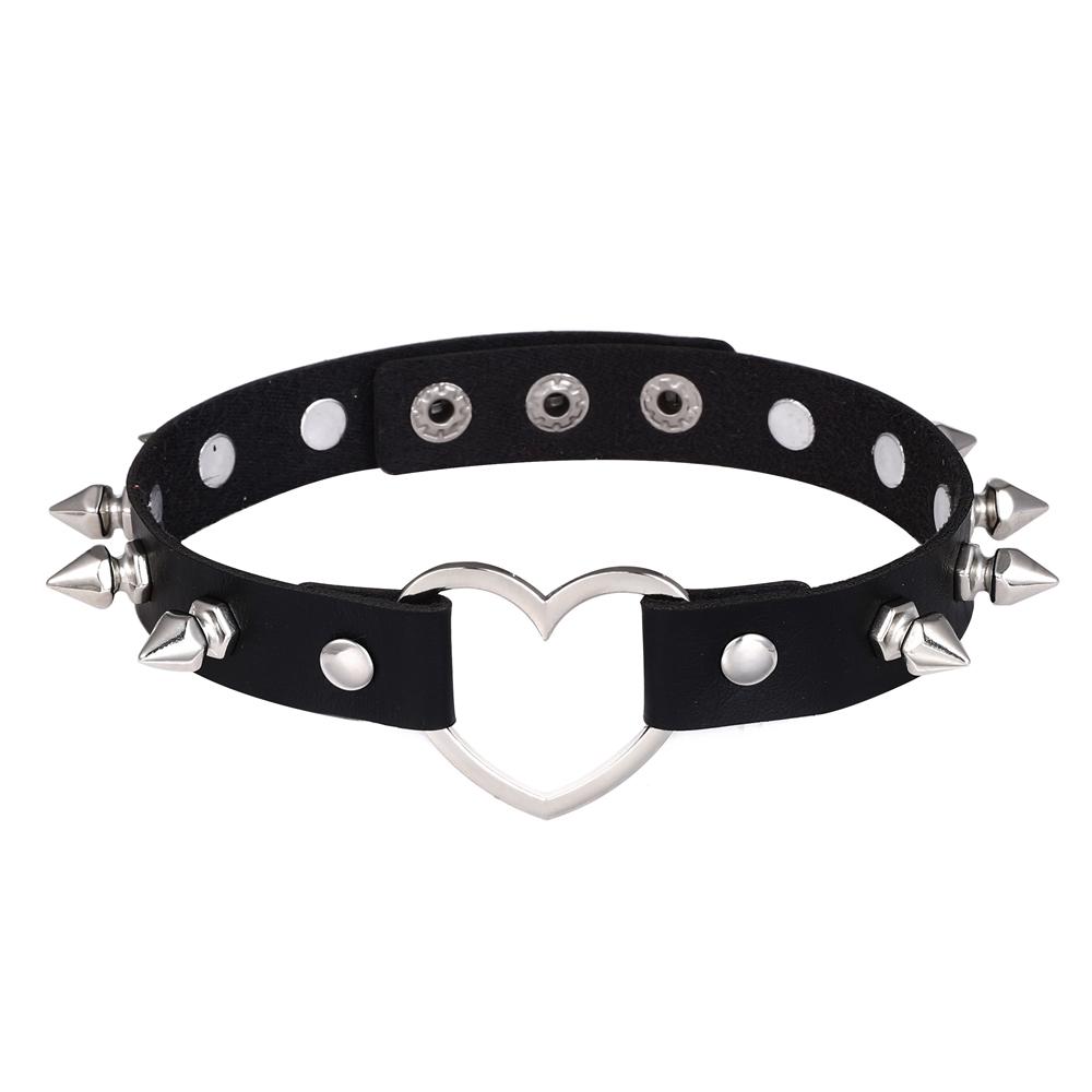 Punk Rock Heart Choker Spike Chocker Goth Steampunk Studded Collar Women Men Emo Fashion Halloween Gothic Jewelry