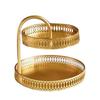 Double Layer Pastry Tray Decorative Copper Gold Biscuits Dessert Display Plate for Wedding