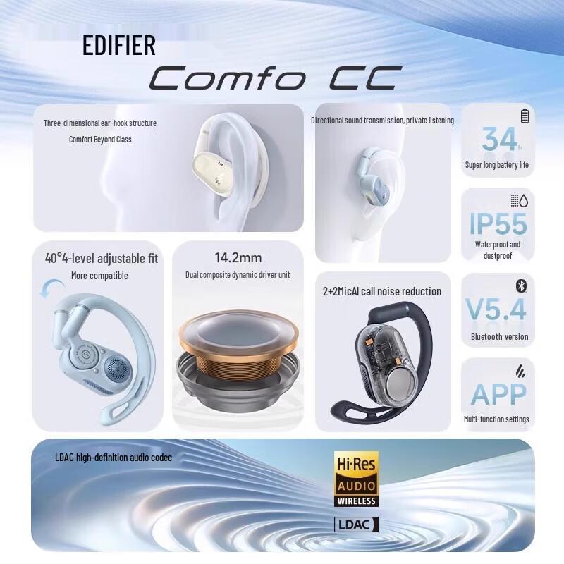 EDIFIER Comfo CC Open-Ear True Wireless Bluetooth Earbuds