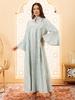 Elegant Sequin Embroidered Muslim Women's Robe - Middle Eastern Style Long Dress