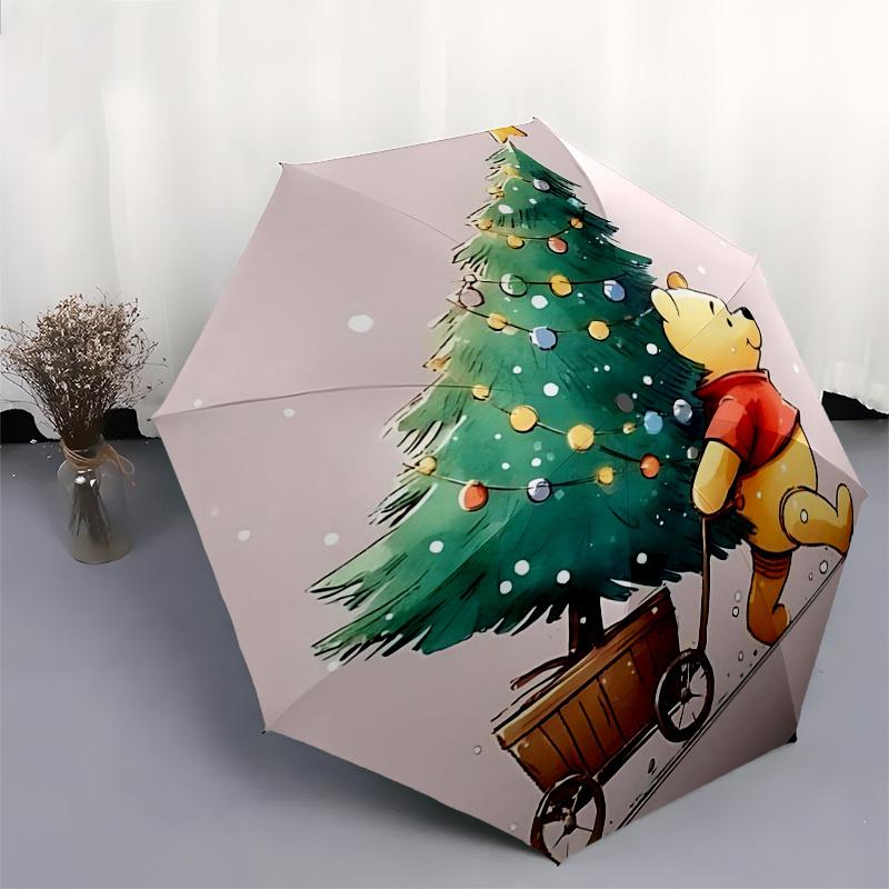 Winnie and friends Themed Travel Umbrella-8 Ribs Automatic Opening and Closing, Portable Folding Design, Compact and Stylish Umbrella