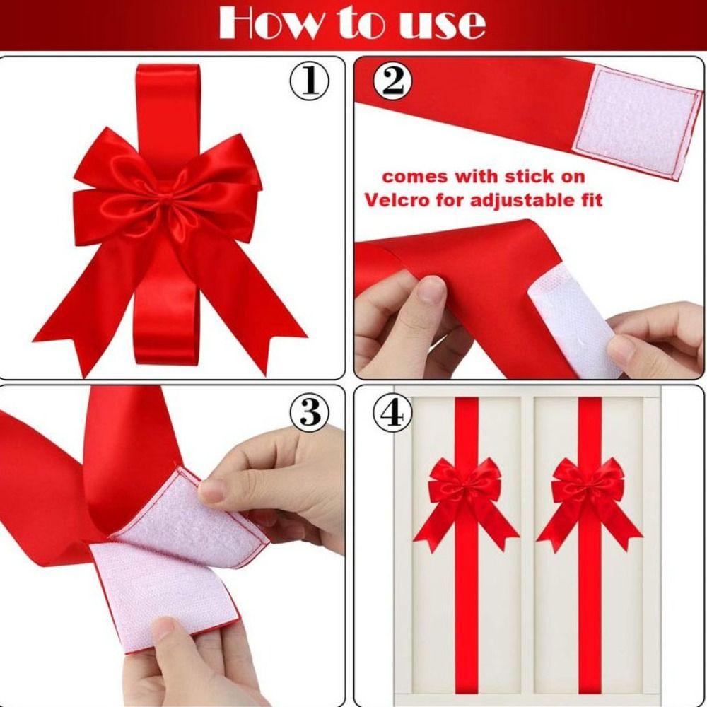 Creative Large Size Christmas Cabinet Door Ribbon Bow Self-adhesive Green/Red Gift Wrapping Bow Window Bow Outdoor