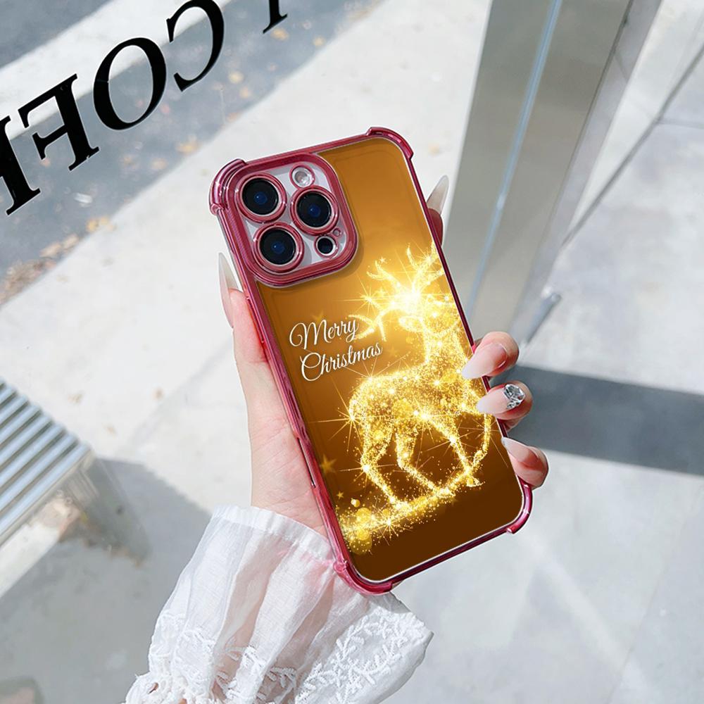 Чехлы для телефонов Ae121 Merry Christmas Santa design art из гальванизированного ТПУ для Samsung A54 A12 A14 S23 S24 Ultra A55 A15 S21 FE с четырьмя углами защиты