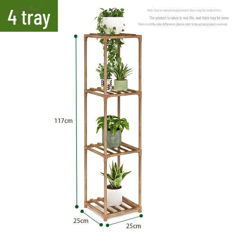 Solid Wood Multi-Layer Indoor Balcony Flower Stand for Bonsai, Succulents & Hanging Plants