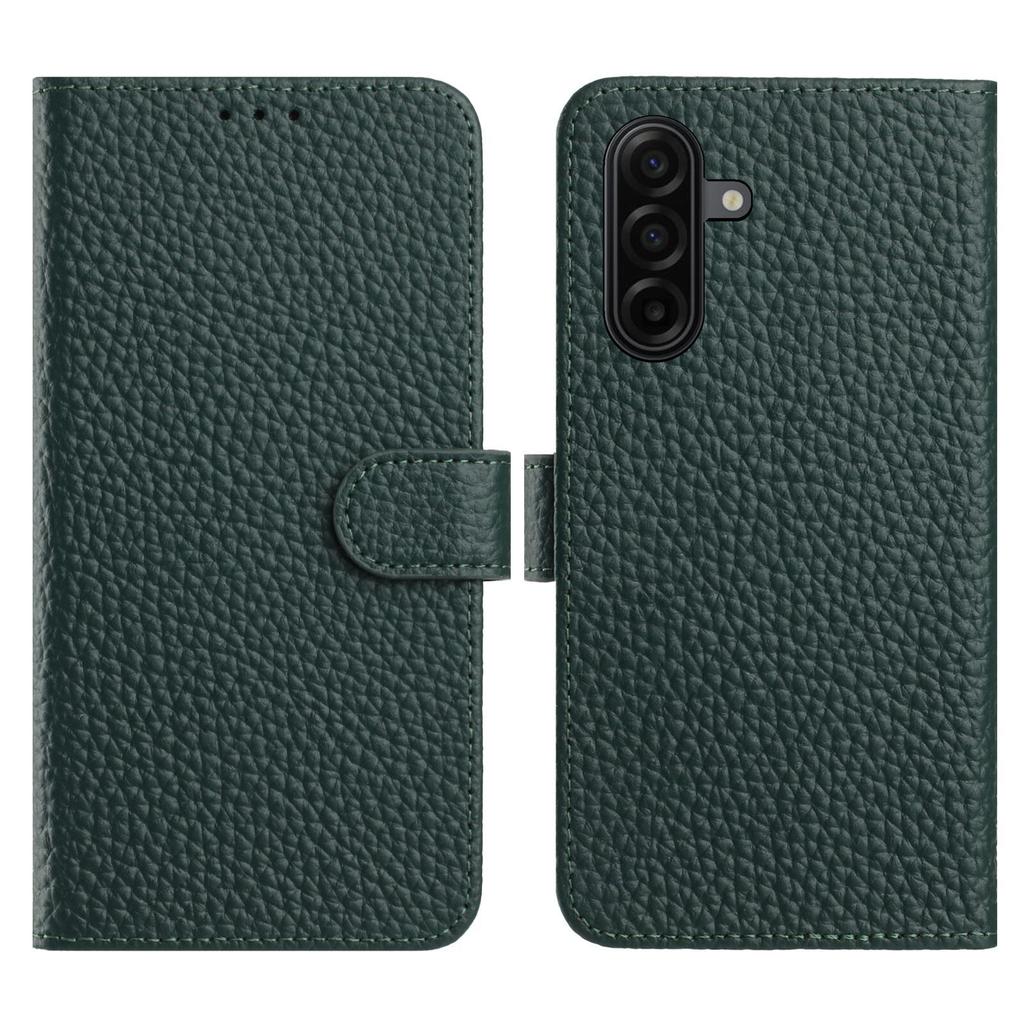 For Samsung Galaxy A57 5G Case Wallet Stand Litchi Texture Genuine Cow Leather Flip Phone Cover