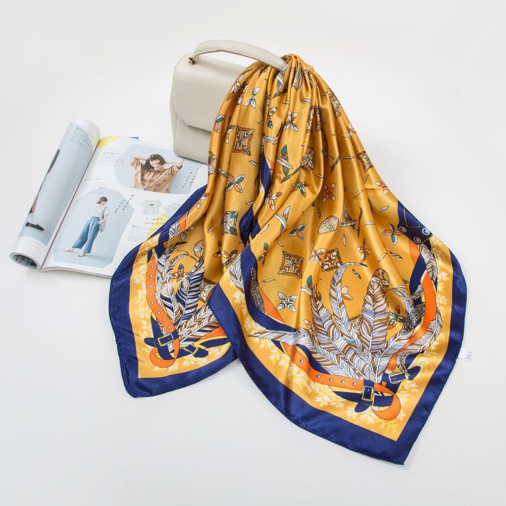 Большой квадратный шарф из искусственного шелка 90 см. Шелковый шарф женский. Новинка 2024 года. Весенние и осенние модели зарубежной модной рубашки. Большой квадратный шарф. Материнский шарф.