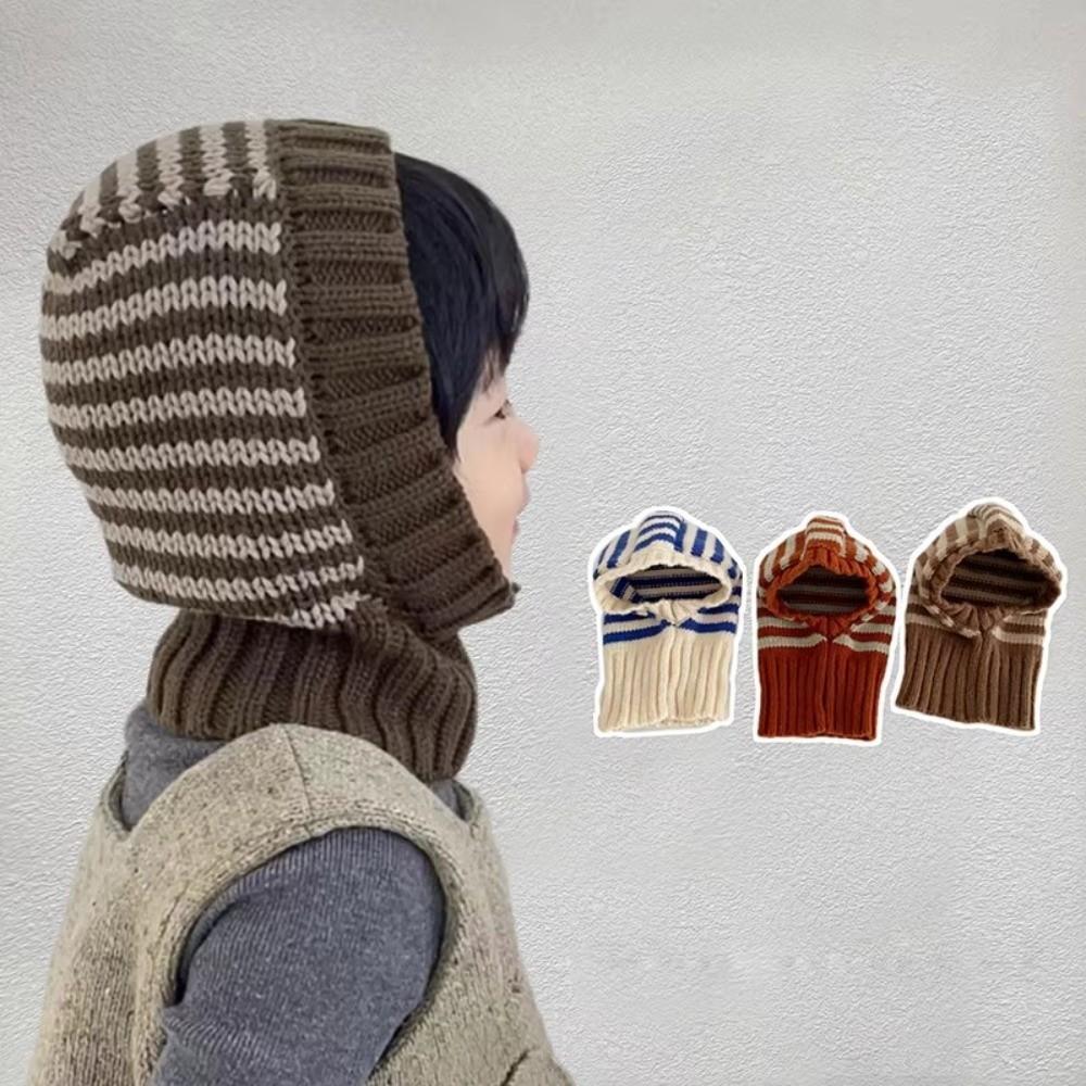 Hooded Style One-Piece Hat Knit Material Children Balaclava Knit Ear Protection Hats  Winter Season