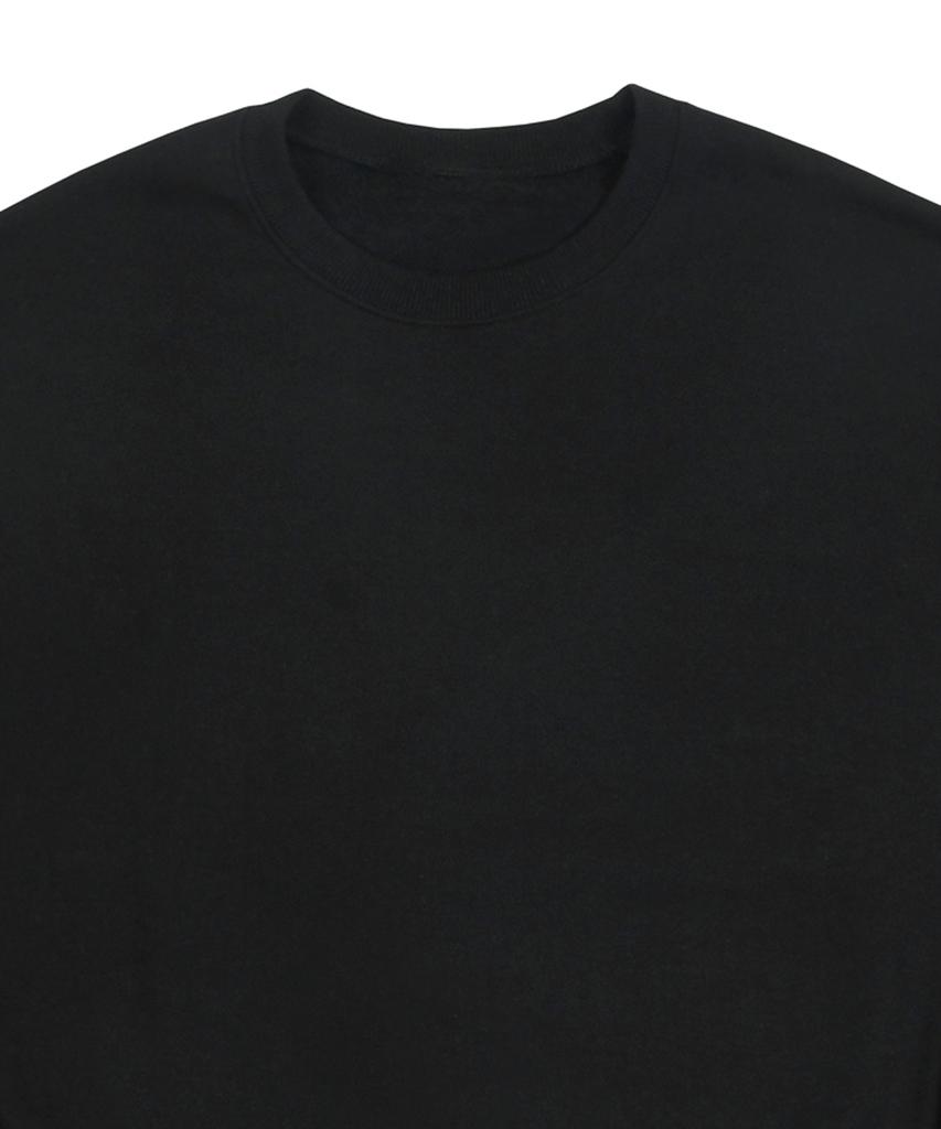 GRAVER [Unisex] Elbow Leaf Smile Heart Sweatshirt_Black