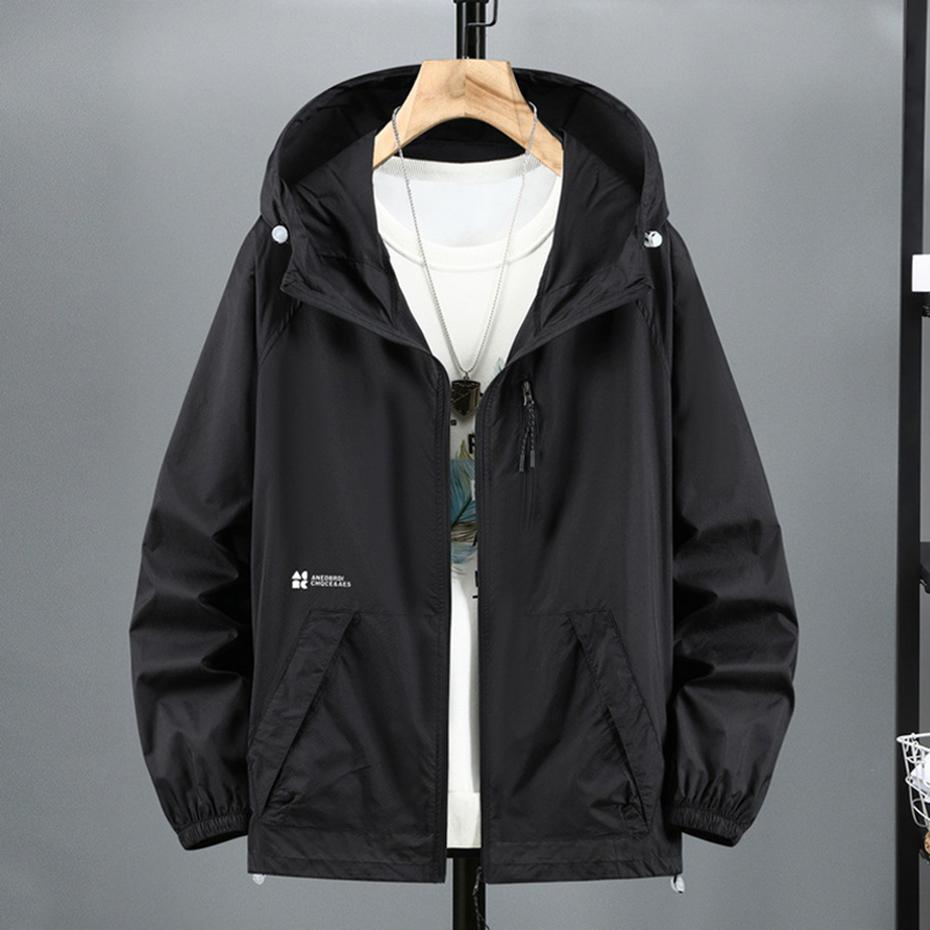 10XL 11XL Большие размеры Мужские Летние Куртки Тонкие Ледяной Шелк Защита от Солнца Ультралегкая Куртка с Капюшоном Большого Размера 9XL Ветровка