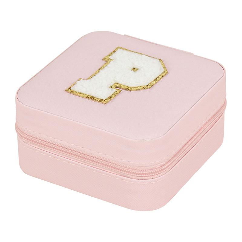 1PC Personalized Portable Jewelry Box for Women Girls Jewelry Case Small Jewelry Storage Pink Initial Letter