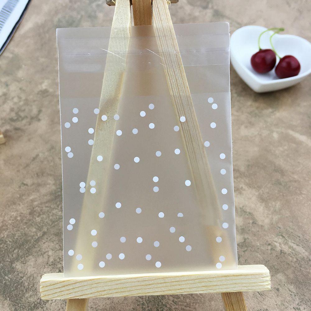 100 PCS Gift Baking Cookie Plastic Packaging Bag White Dots Seal OPP Self Adhesive