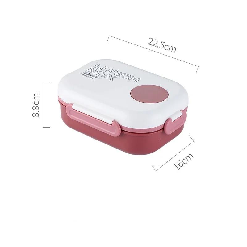 Large Capacity Separate Lunch Box Bento Box Plastic Portable Bento Box with Fork Spoon 1200ml Food Container Microwave-heated