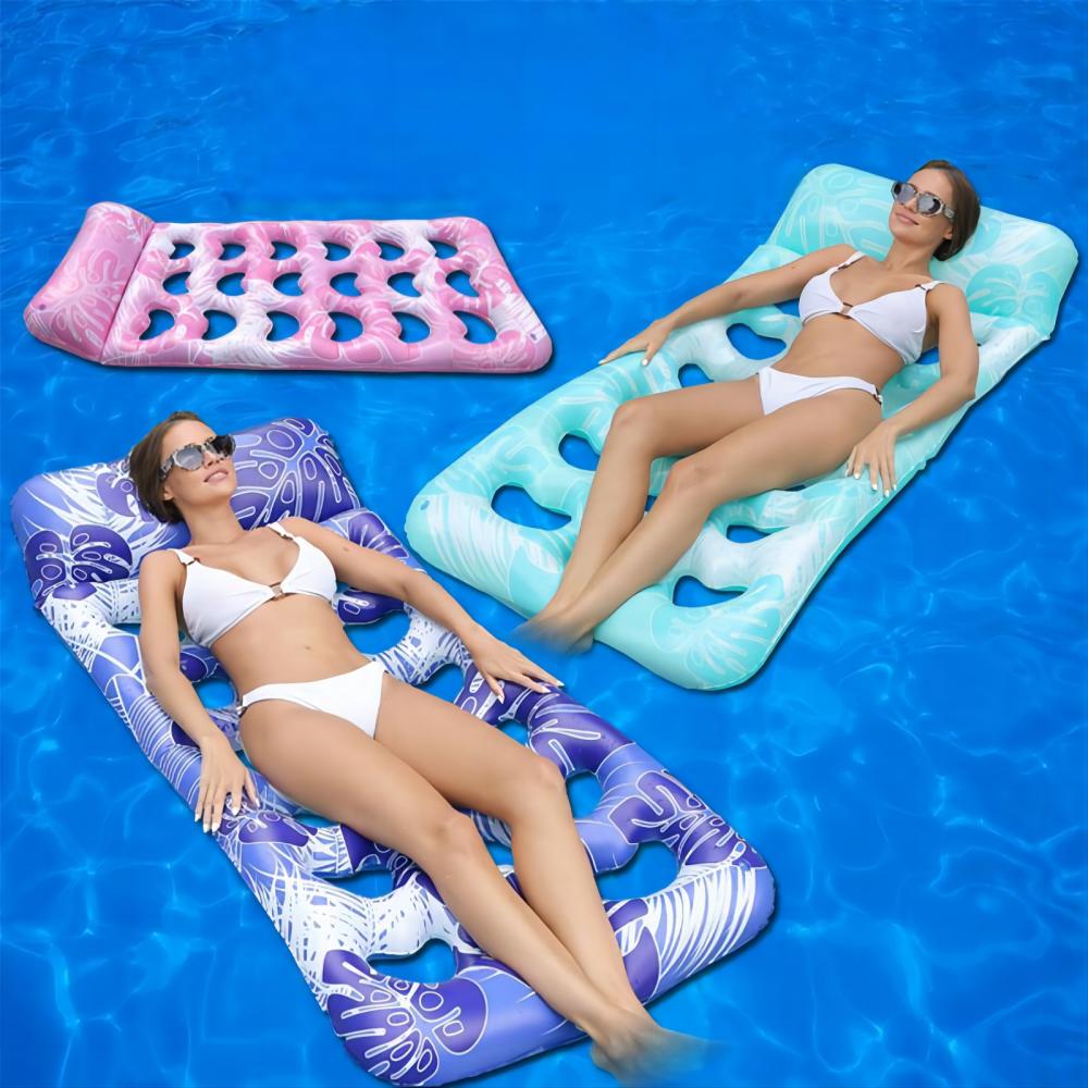 New PVC Inflatable Hole Floating Mattress Summer Water Party Inflatable Floating Mattress Love Backrest Floating Bed
