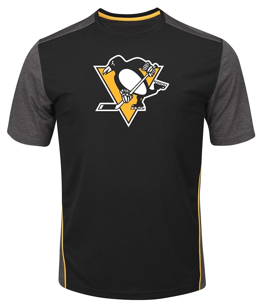 Мужская черная светящаяся футболка с круглым вырезом Pittsburgh Penguins Play из синтетики (большой)
