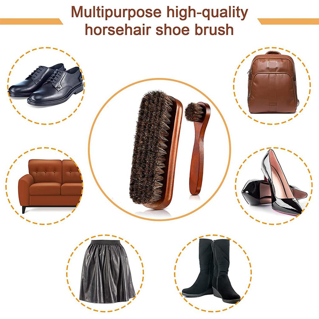 Sagit 2,Pieces,Solid,Wood,Horsehair,Shoe,Brush,Large,Leather,Shoe,Brush,Set,Horsehair,Shoe,Brush,Set