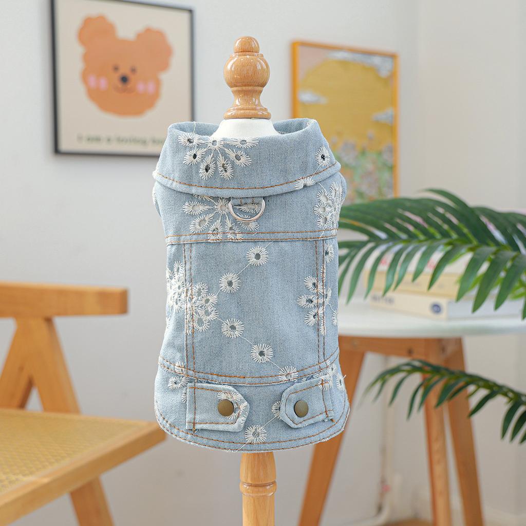 Pet Clothes Dog Cat Clothing Clothing Handsome Cute Rock Handsome Denim Collection Directly from the Manufacturer