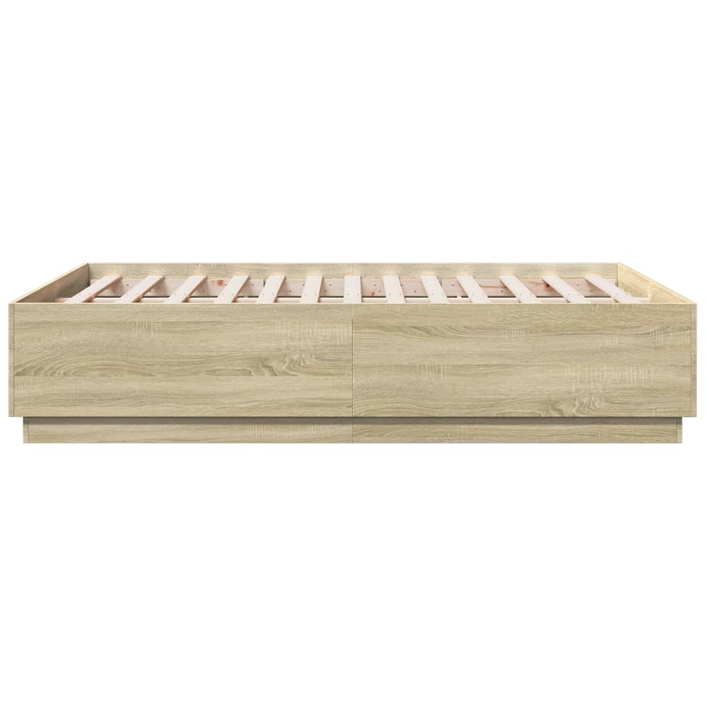 LED Bed Frame in Sonoma Oak 140 x 190 cm Engineered Wood