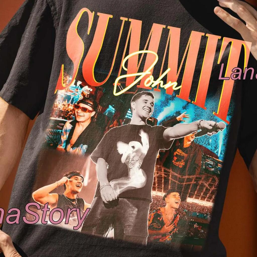 John Summit Retro T Shirt Music Fan vintage Washed Top For Everyday Wear designer clothes Stylish Casual Slightly Versatile