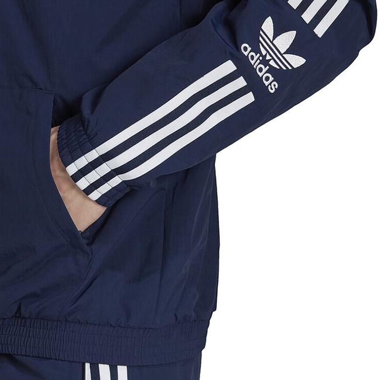 adidas Оригинальная трехполосная куртка с трилистником и цветными блоками на молнии с воротником и длинными рукавами, мужская верхняя одежда, темно-синяя IA6360