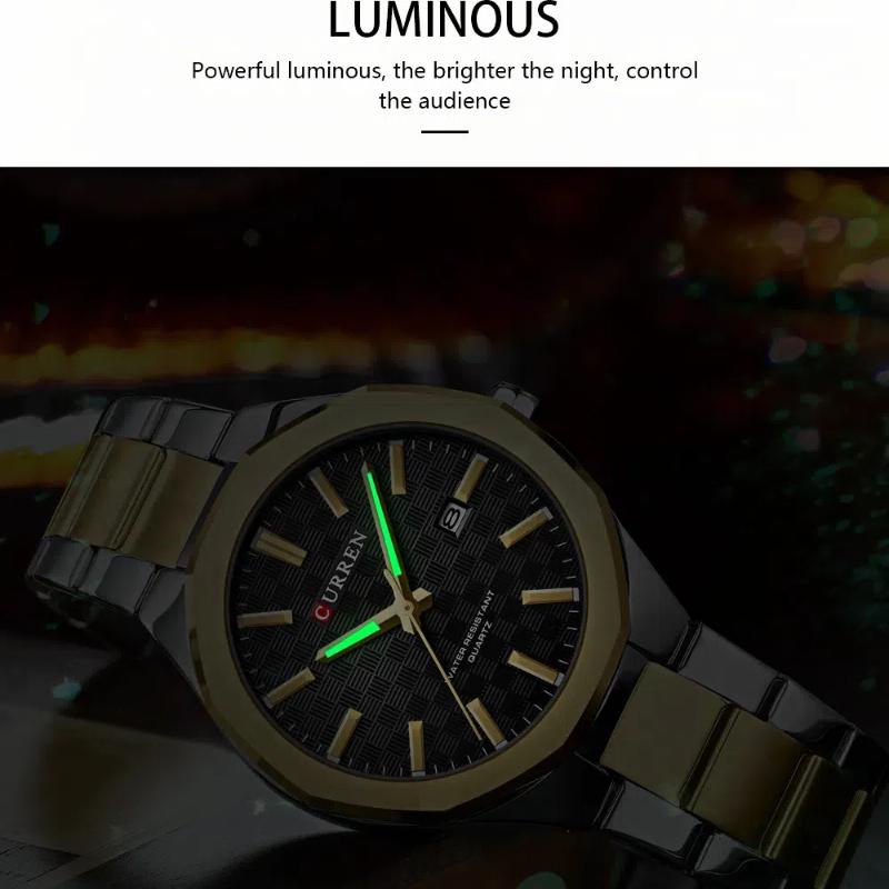 Мужские кварцевые часы из нержавеющей стали с календарем, водонепроницаемые, светящиеся, персонализированные, деловые, повседневные, праздничные, мужские часы