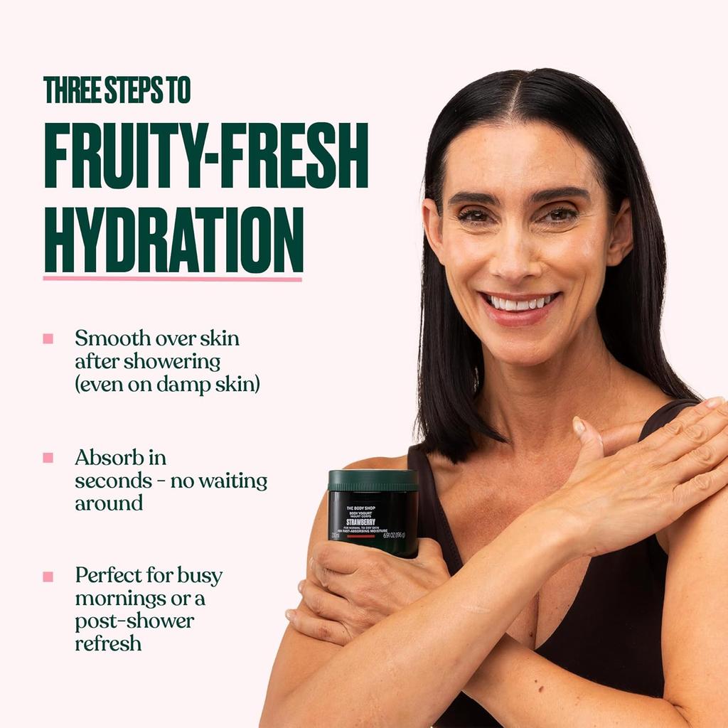 The Body Shop Strawberry Vegan Body Yogurt 200ml Hydrating Cream For Normal Dry Skin