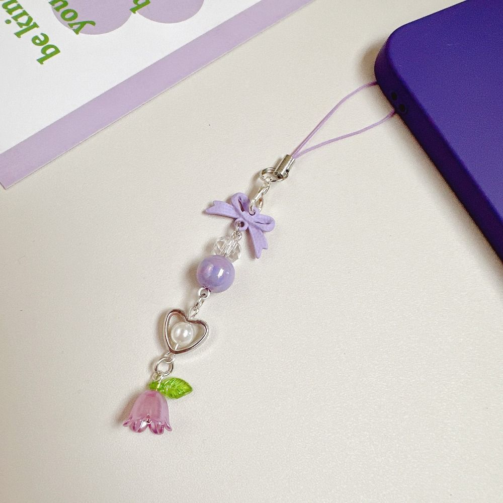 Convallaria Мобильный телефон Ремешок-бант Ремешок для мобильного телефона Ювелирные изделия Подарочная цепочка для телефона с бусинами Женщина Девушка