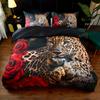 3pcs Tiger Leopard Rose 3D Print Bedding Set Cozy Comfortable Duvet Cover King Queen Twin Size Birthday Gift Bedroom Decoration