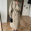 Осенний винтажный элегантный длинный ветровка, женский корейский повседневный тонкий пояс с воротником-стойкой, кардиган, пальто