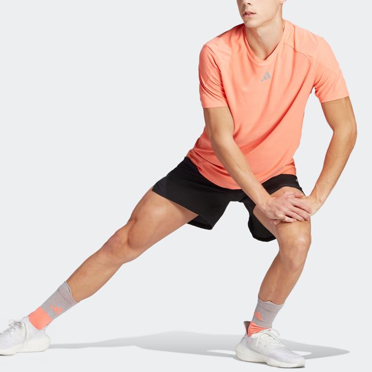 adidas Футболка Win Confidence Heat.rdy с логотипом сплошного цвета для мужчин, топы Fusion-Coral IB7381