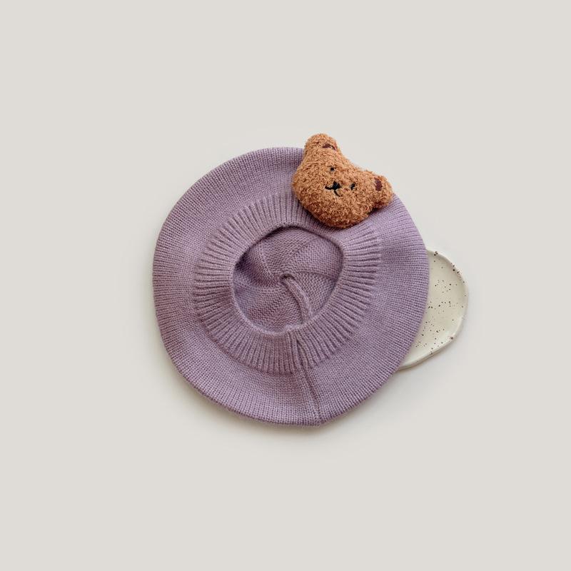 Cute Knitted Baby Hat Cartoon Bear Autumn Winter Kids Beret Hats for Girls Boys Cap Toddler Accessories Baby Stuff