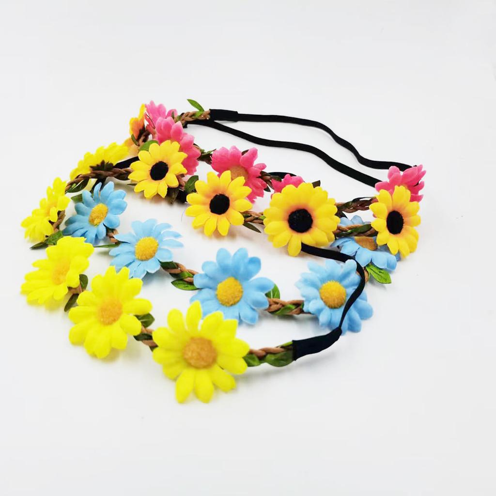 Unique Floral Wreath Daisy Hair Accessories Elastic Flower Headband Headwear For Festivals And Weddings Halloween Party